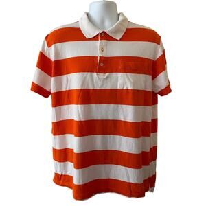 GAP Mens Size XL Orange White Striped Vintage Slim Fit Polo